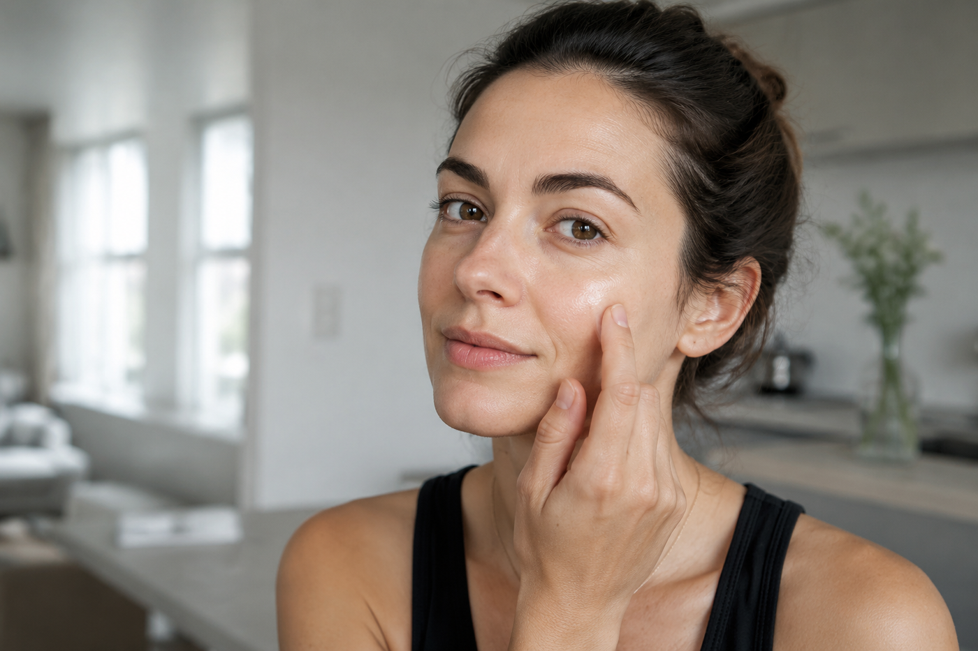 Frau in minimalistischer Morgenroutine